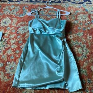 light blue polyester mini dress